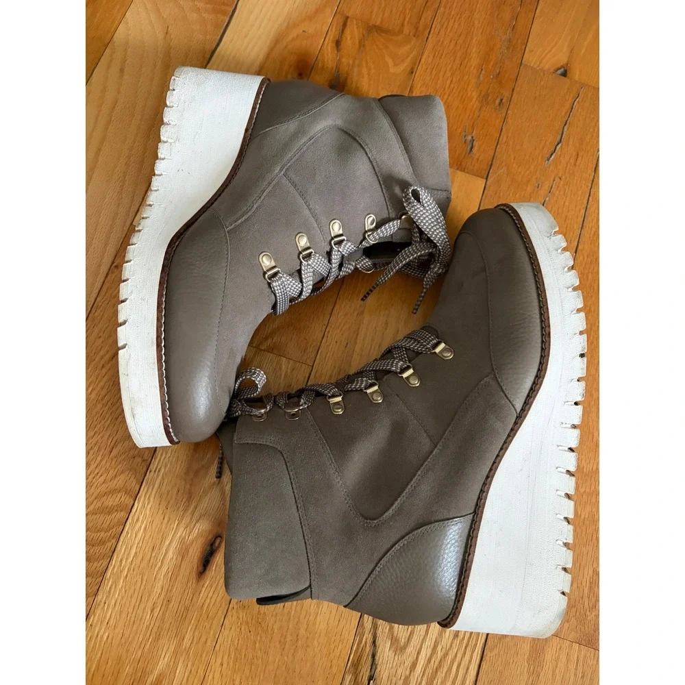 Cole Haan Zerogrand City Wedge Hiker Boots Taupe Gray Brown Color Size 9